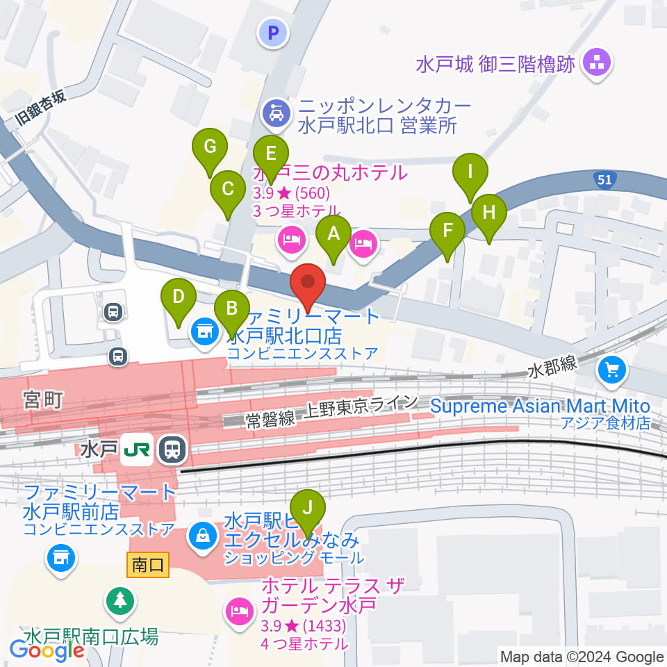 島村楽器 水戸マイム店周辺の駐車場・コインパーキング一覧地図