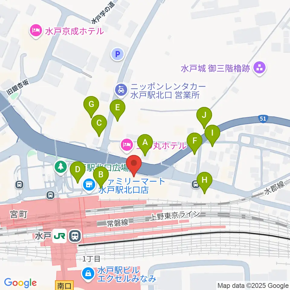 島村楽器 水戸マイム店周辺の駐車場・コインパーキング一覧地図