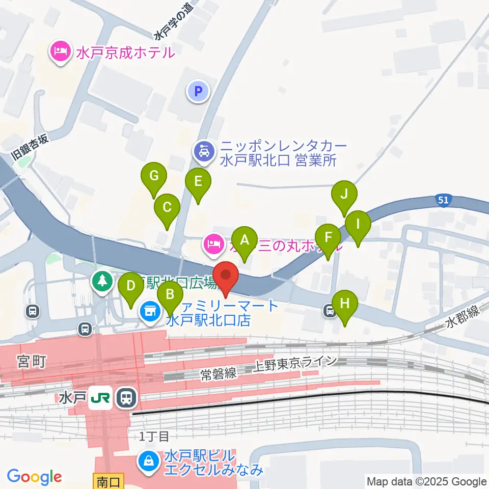 島村楽器 水戸マイム店周辺の駐車場・コインパーキング一覧地図