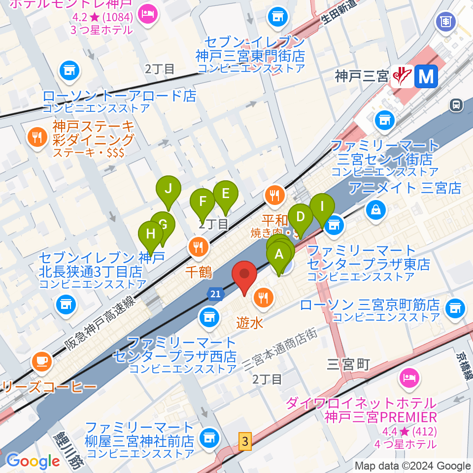 神戸三宮リードマン周辺の駐車場・コインパーキング一覧地図