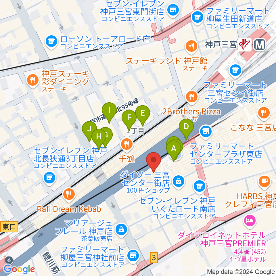 神戸三宮リードマン周辺の駐車場・コインパーキング一覧地図