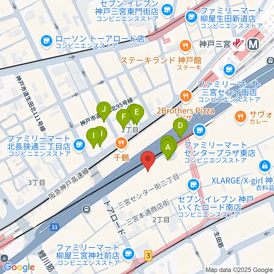 神戸三宮リードマン周辺の駐車場・コインパーキング一覧地図