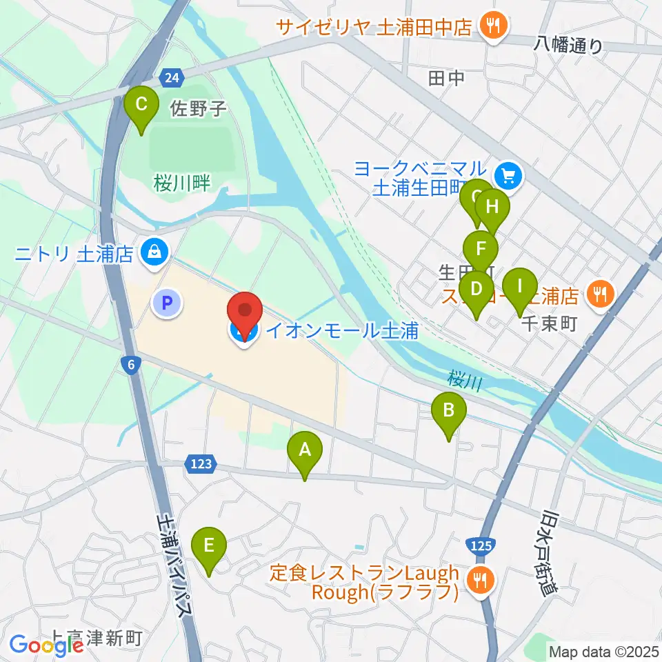 島村楽器 イオンモール土浦店周辺の駐車場・コインパーキング一覧地図