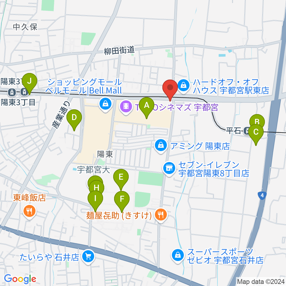 カワイ宇都宮ショップ周辺の駐車場・コインパーキング一覧地図