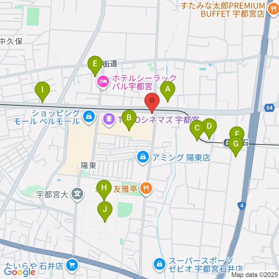 カワイ宇都宮ショップ周辺の駐車場・コインパーキング一覧地図