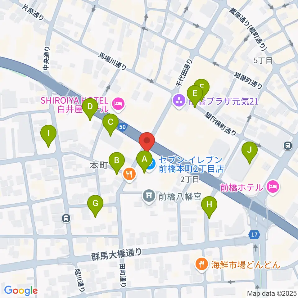 カワイ前橋ショップ周辺の駐車場・コインパーキング一覧地図