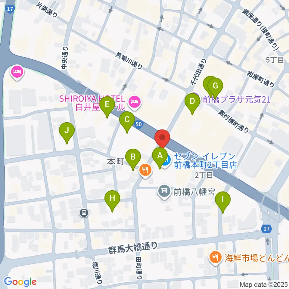 カワイ前橋ショップ周辺の駐車場・コインパーキング一覧地図