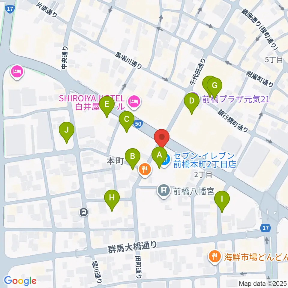 カワイ前橋ショップ周辺の駐車場・コインパーキング一覧地図