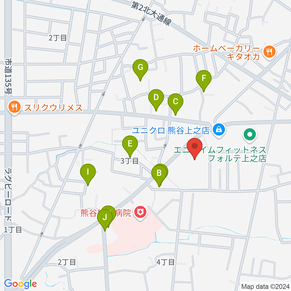 カワイ熊谷ショップ周辺の駐車場・コインパーキング一覧地図