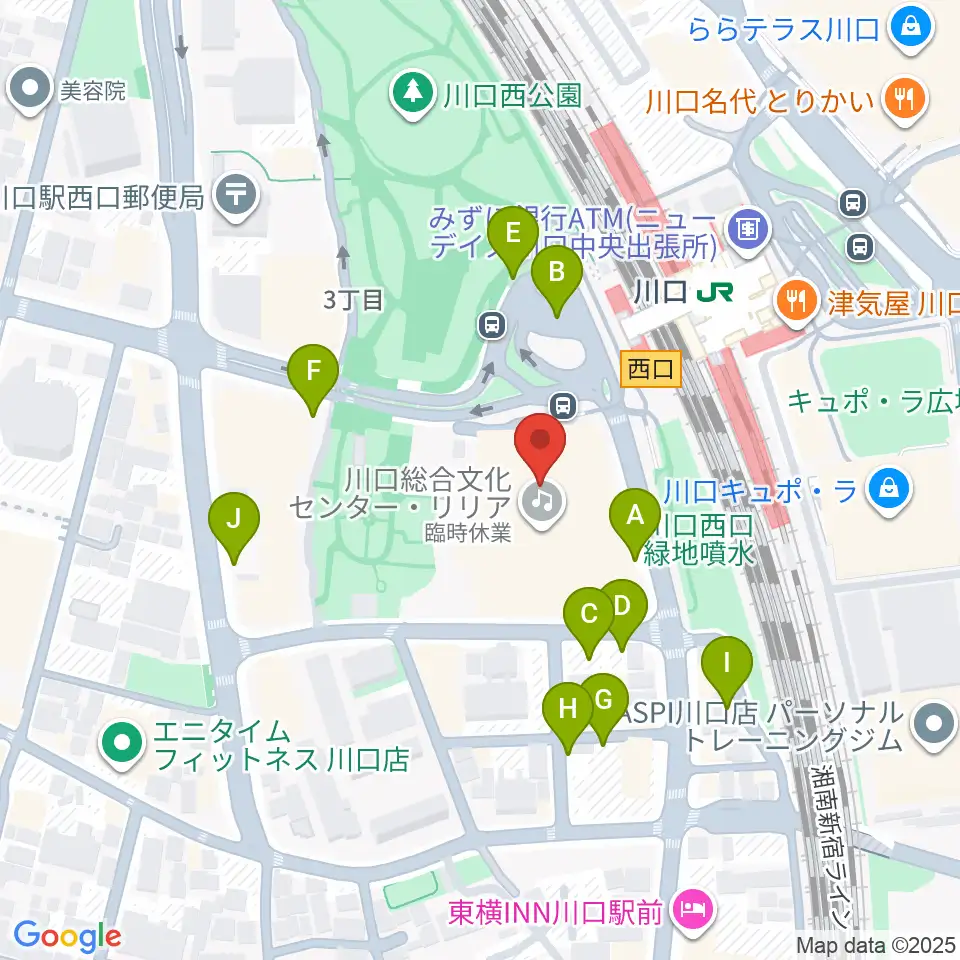 カワイ川口ショップリリア周辺の駐車場・コインパーキング一覧地図