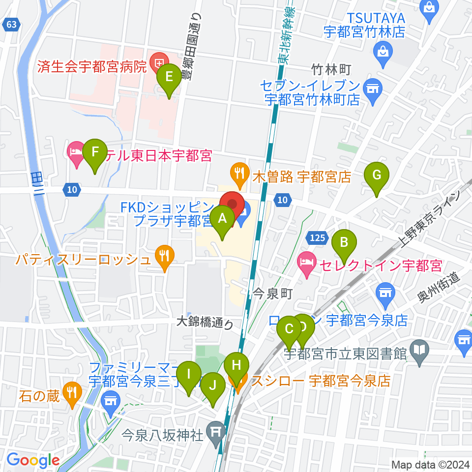 島村楽器 FKD宇都宮店周辺の駐車場・コインパーキング一覧地図