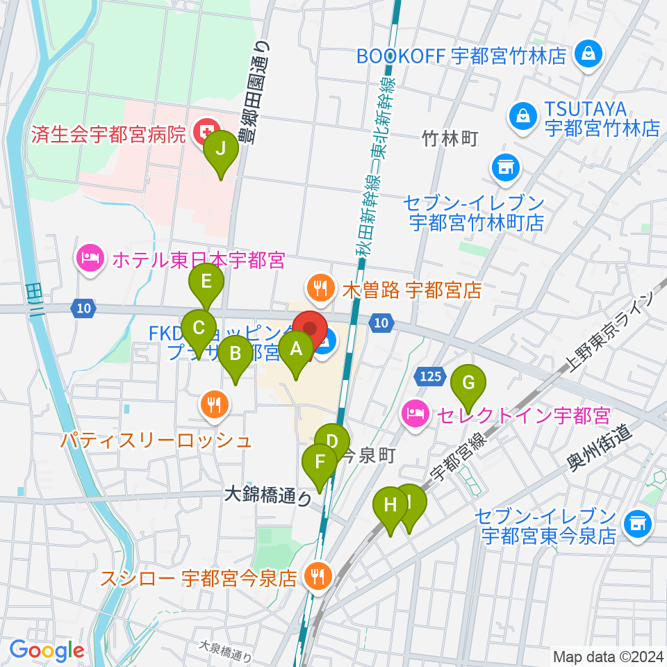 島村楽器 FKD宇都宮店周辺の駐車場・コインパーキング一覧地図