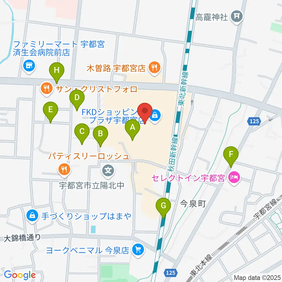 島村楽器 FKD宇都宮店周辺の駐車場・コインパーキング一覧地図