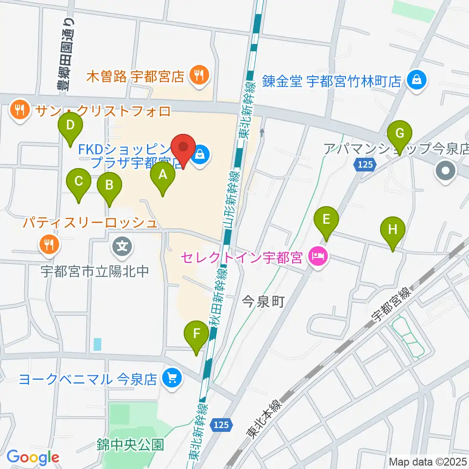 島村楽器 FKD宇都宮店周辺の駐車場・コインパーキング一覧地図