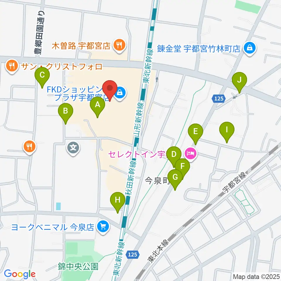 島村楽器 FKD宇都宮店周辺の駐車場・コインパーキング一覧地図