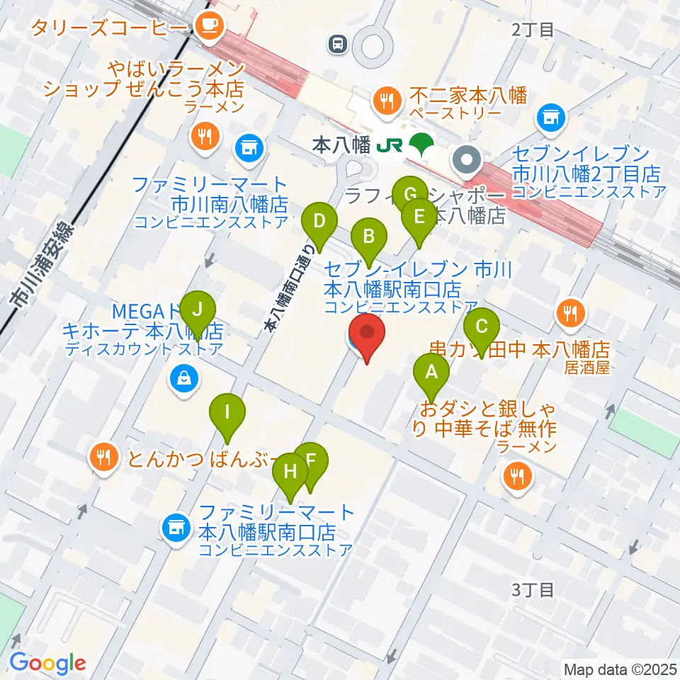 カワイ本八幡店周辺の駐車場・コインパーキング一覧地図
