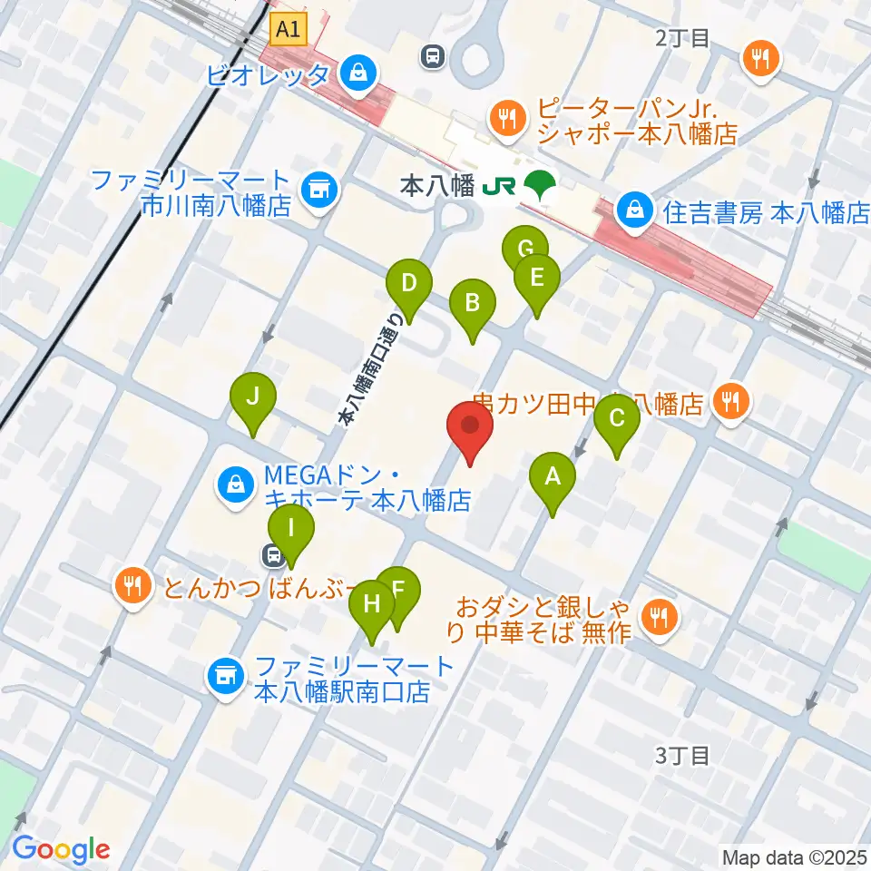 カワイ本八幡店周辺の駐車場・コインパーキング一覧地図
