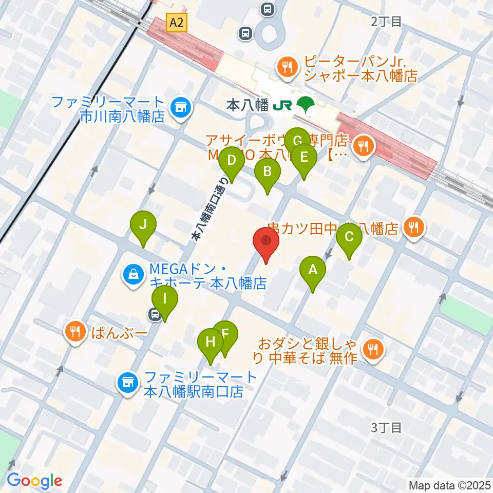 カワイ本八幡店周辺の駐車場・コインパーキング一覧地図
