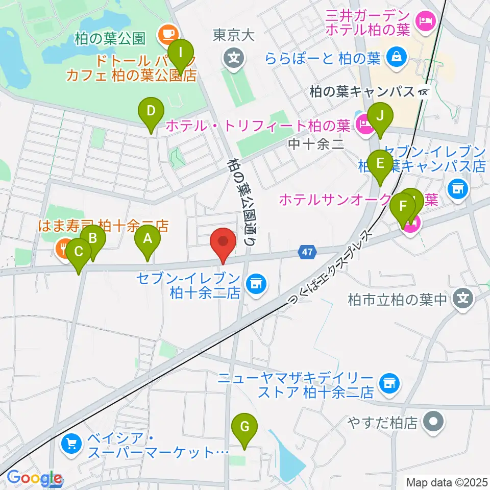 カワイ柏ショップ周辺の駐車場・コインパーキング一覧地図