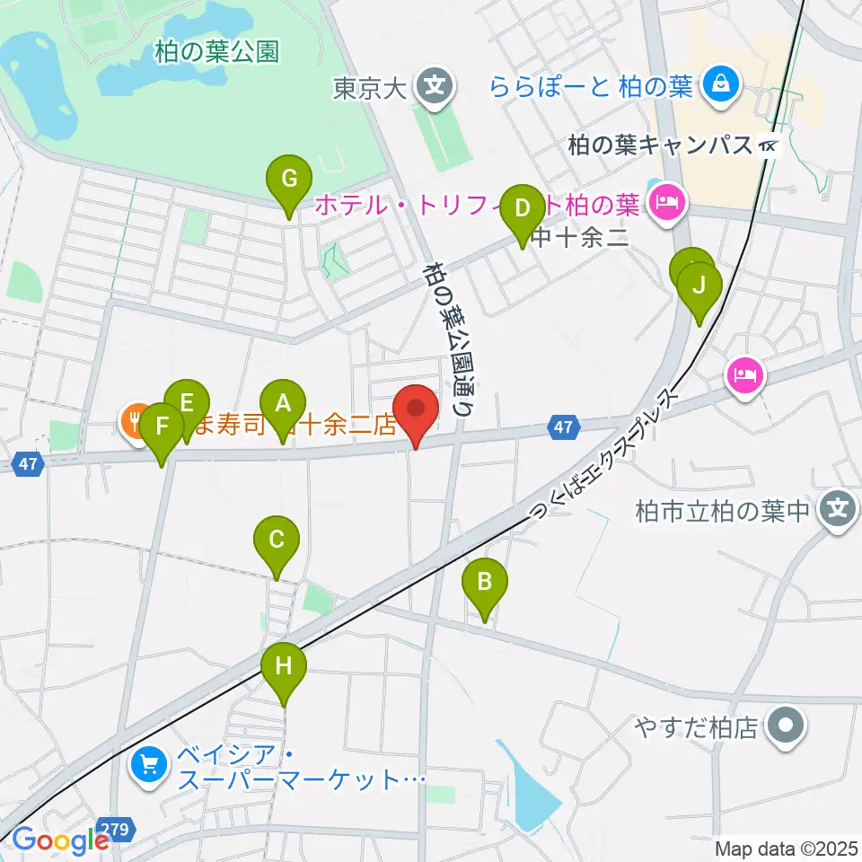 カワイ柏ショップ周辺の駐車場・コインパーキング一覧地図