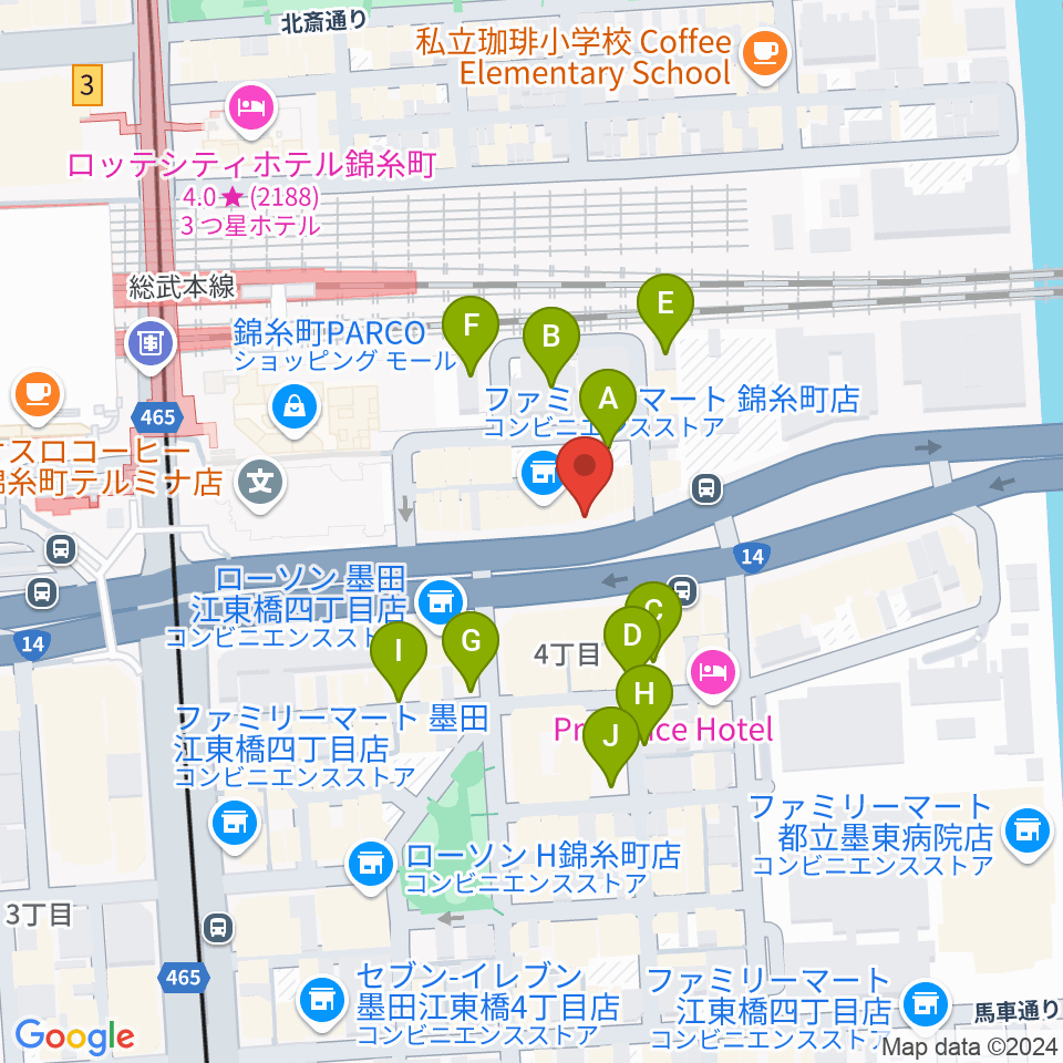 カワイ錦糸町店周辺の駐車場・コインパーキング一覧地図