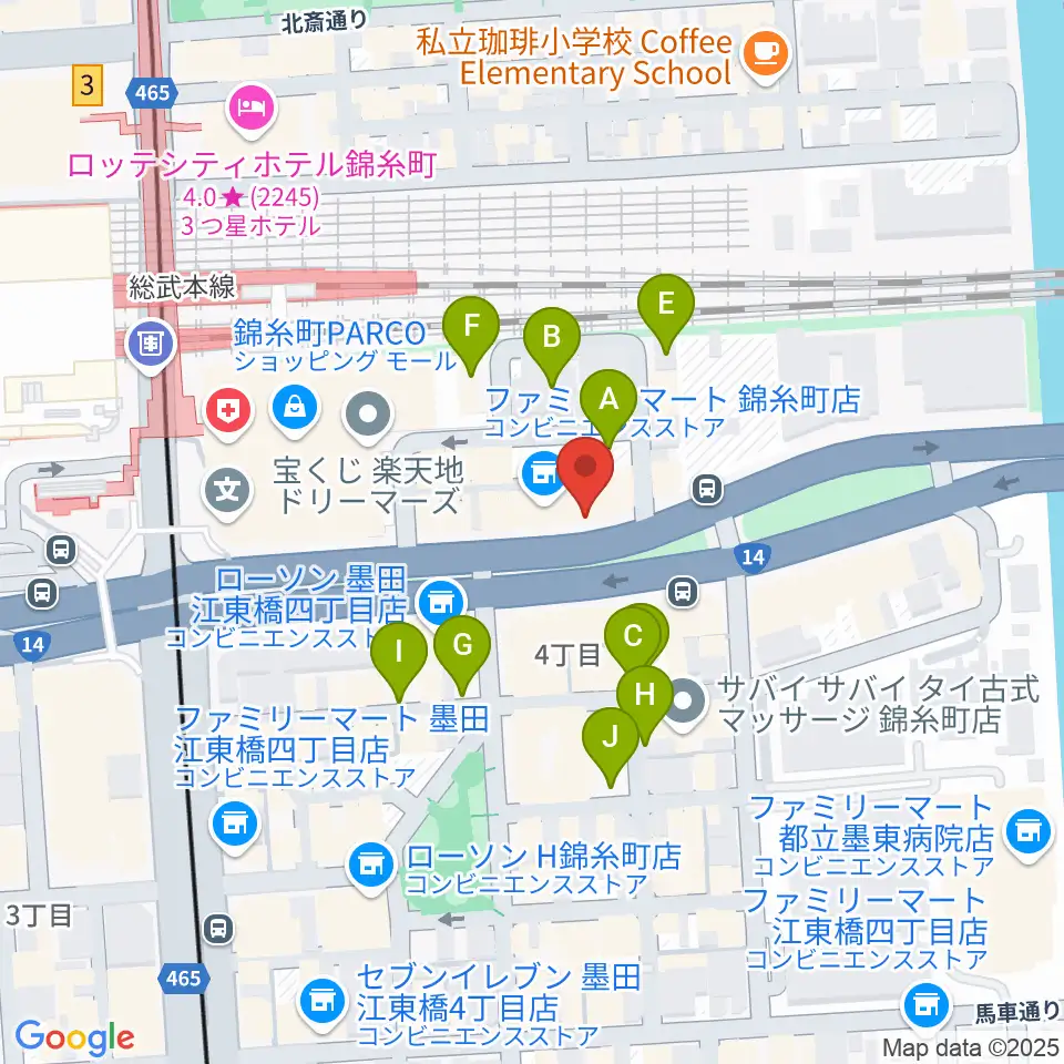 カワイ錦糸町店周辺の駐車場・コインパーキング一覧地図