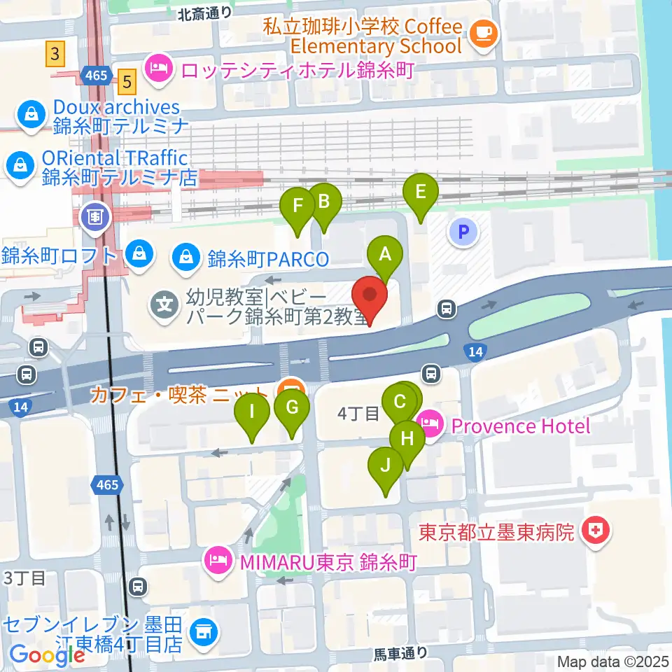 カワイ錦糸町店周辺の駐車場・コインパーキング一覧地図