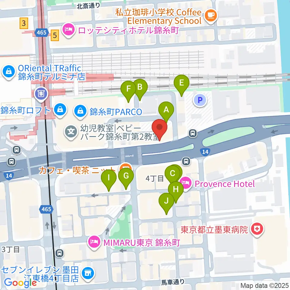 カワイ錦糸町店周辺の駐車場・コインパーキング一覧地図