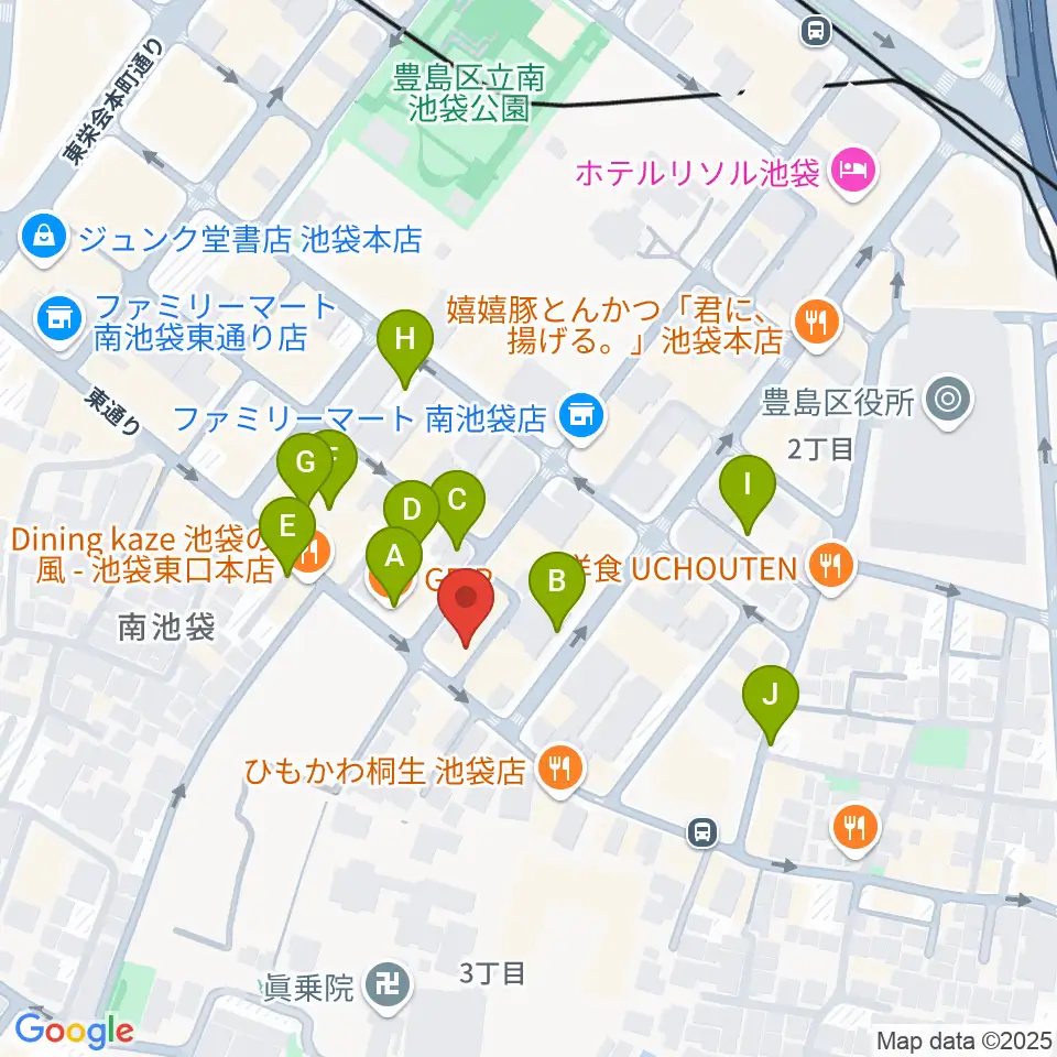 カワイ池袋ショップ周辺の駐車場・コインパーキング一覧地図