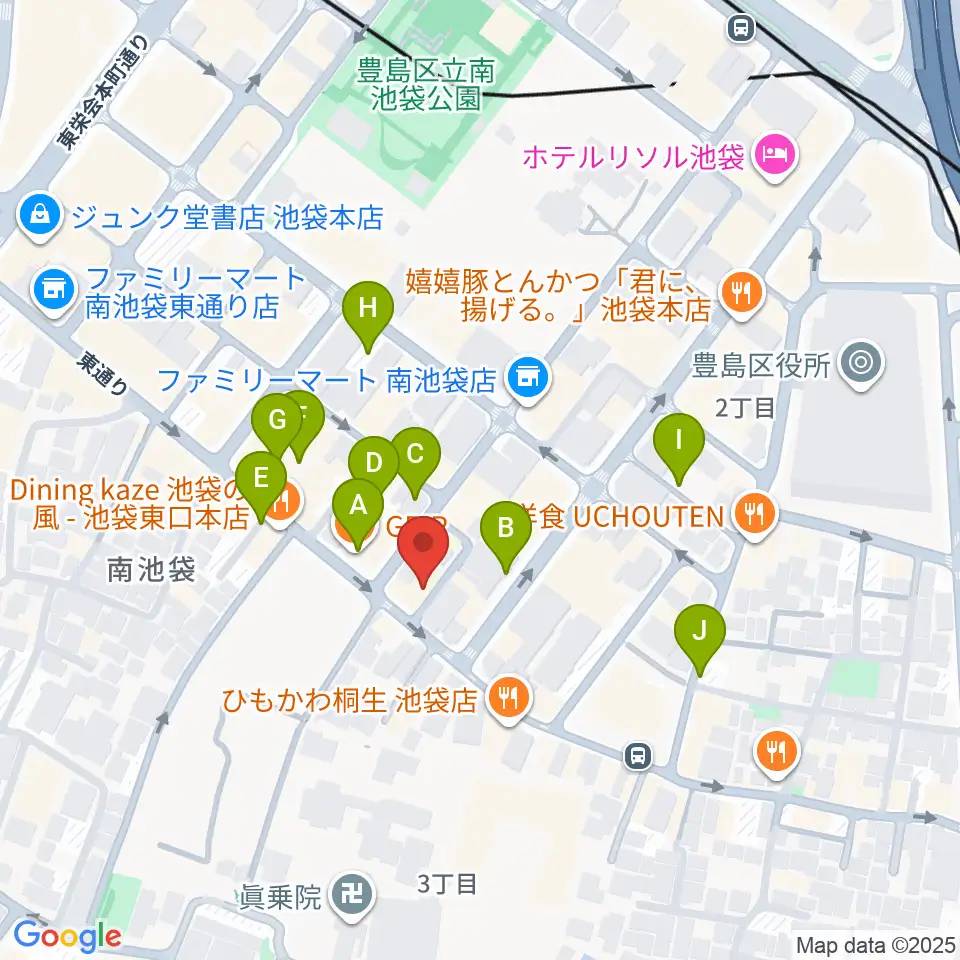 カワイ池袋ショップ周辺の駐車場・コインパーキング一覧地図