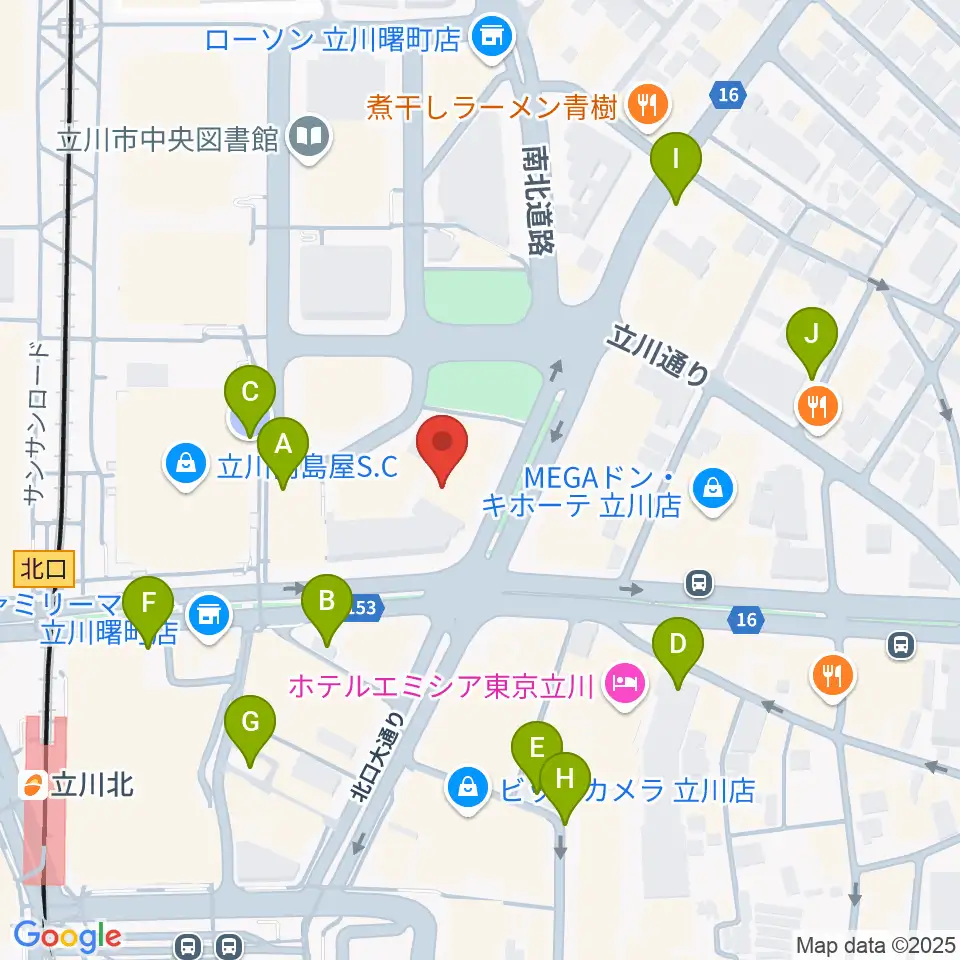 カワイ立川センター周辺の駐車場・コインパーキング一覧地図