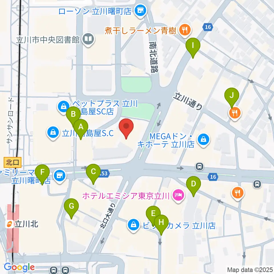 カワイ立川センター周辺の駐車場・コインパーキング一覧地図