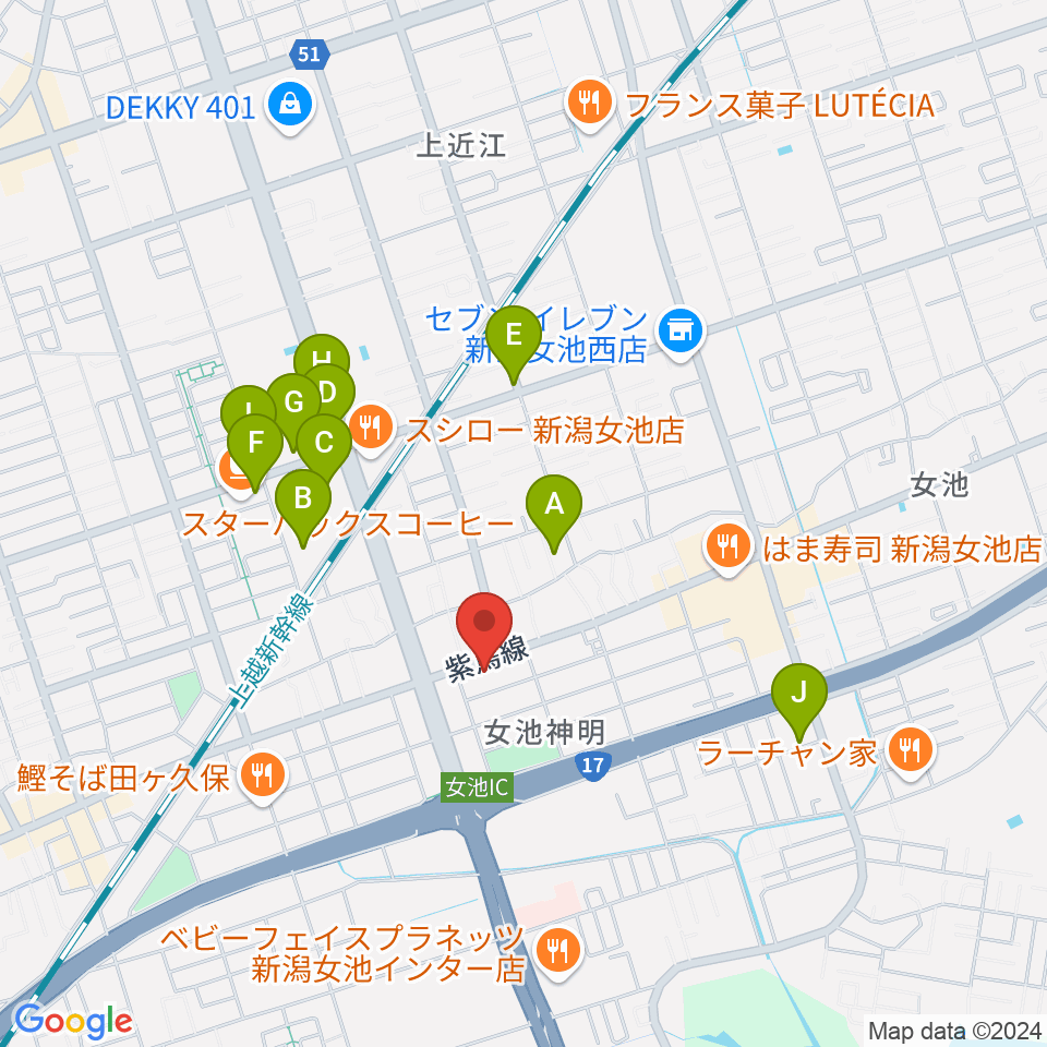 カワイ新潟ショップ周辺の駐車場・コインパーキング一覧地図