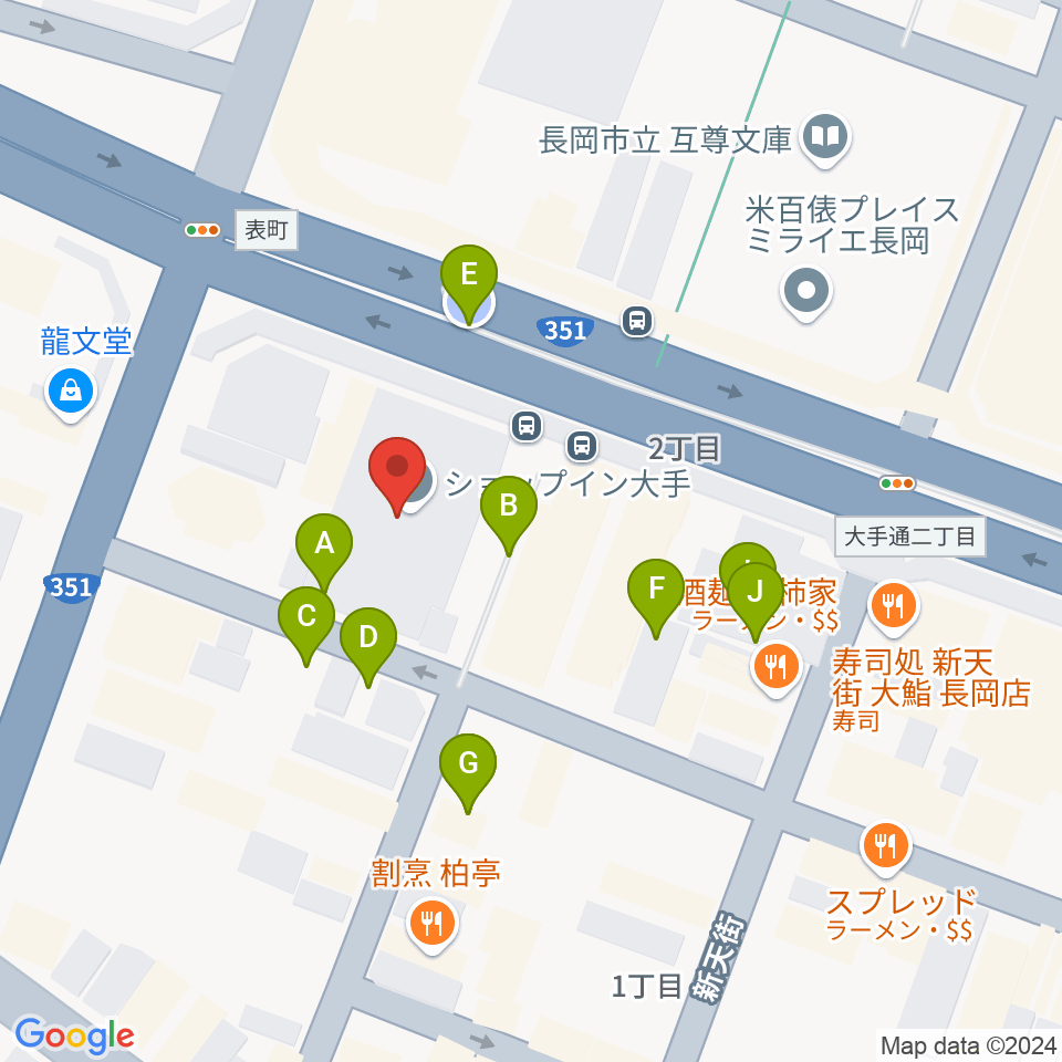 カワイ長岡ショップ周辺の駐車場・コインパーキング一覧地図