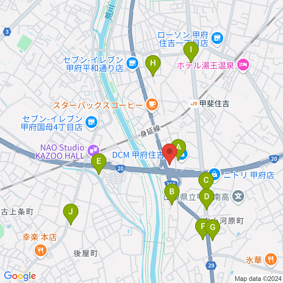 カワイ甲府ショップ周辺の駐車場・コインパーキング一覧地図