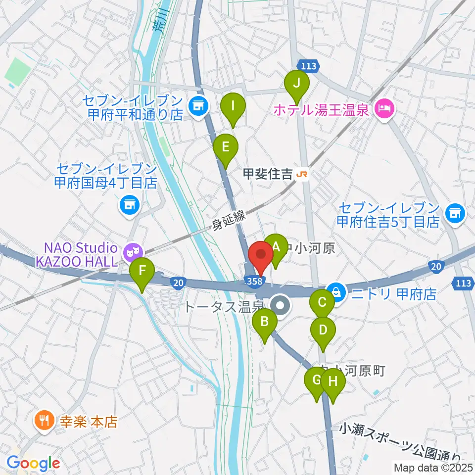 カワイ甲府ショップ周辺の駐車場・コインパーキング一覧地図