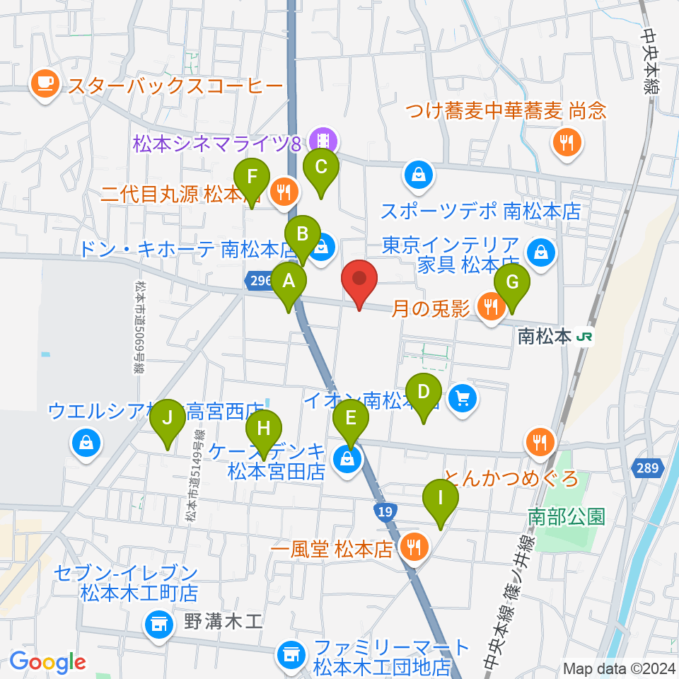 カワイ松本ショップ周辺の駐車場・コインパーキング一覧地図