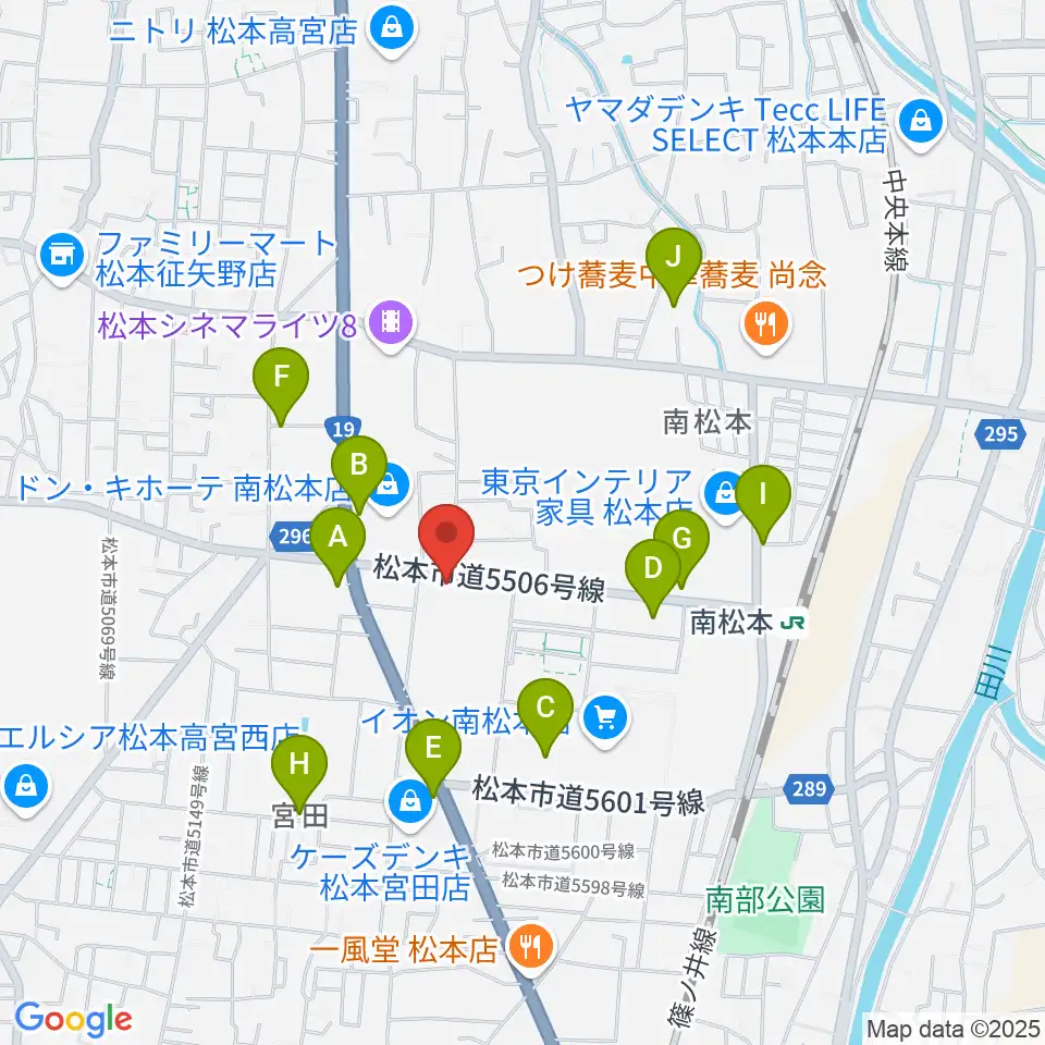 カワイ松本ショップ周辺の駐車場・コインパーキング一覧地図