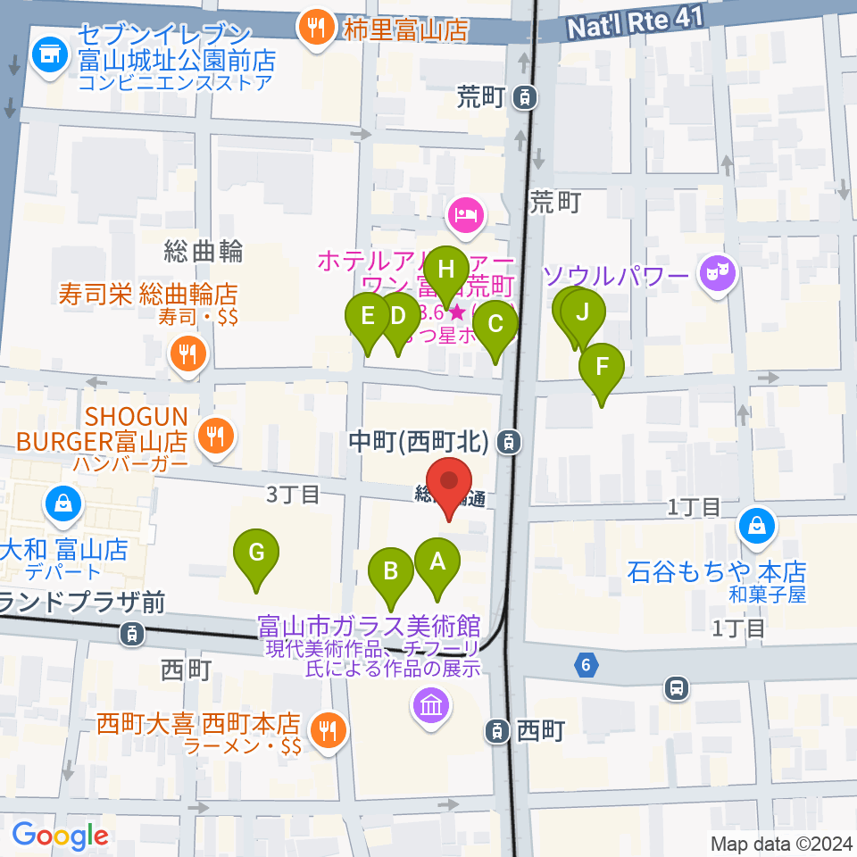 カワイ富山ショップ周辺の駐車場・コインパーキング一覧地図