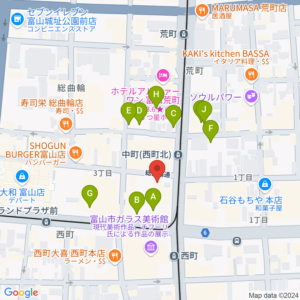 カワイ富山ショップ周辺の駐車場・コインパーキング一覧地図