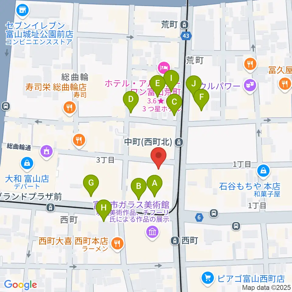 カワイ富山ショップ周辺の駐車場・コインパーキング一覧地図