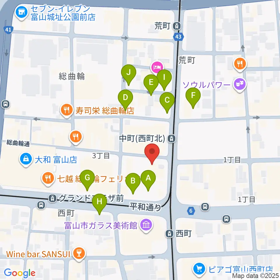 カワイ富山ショップ周辺の駐車場・コインパーキング一覧地図