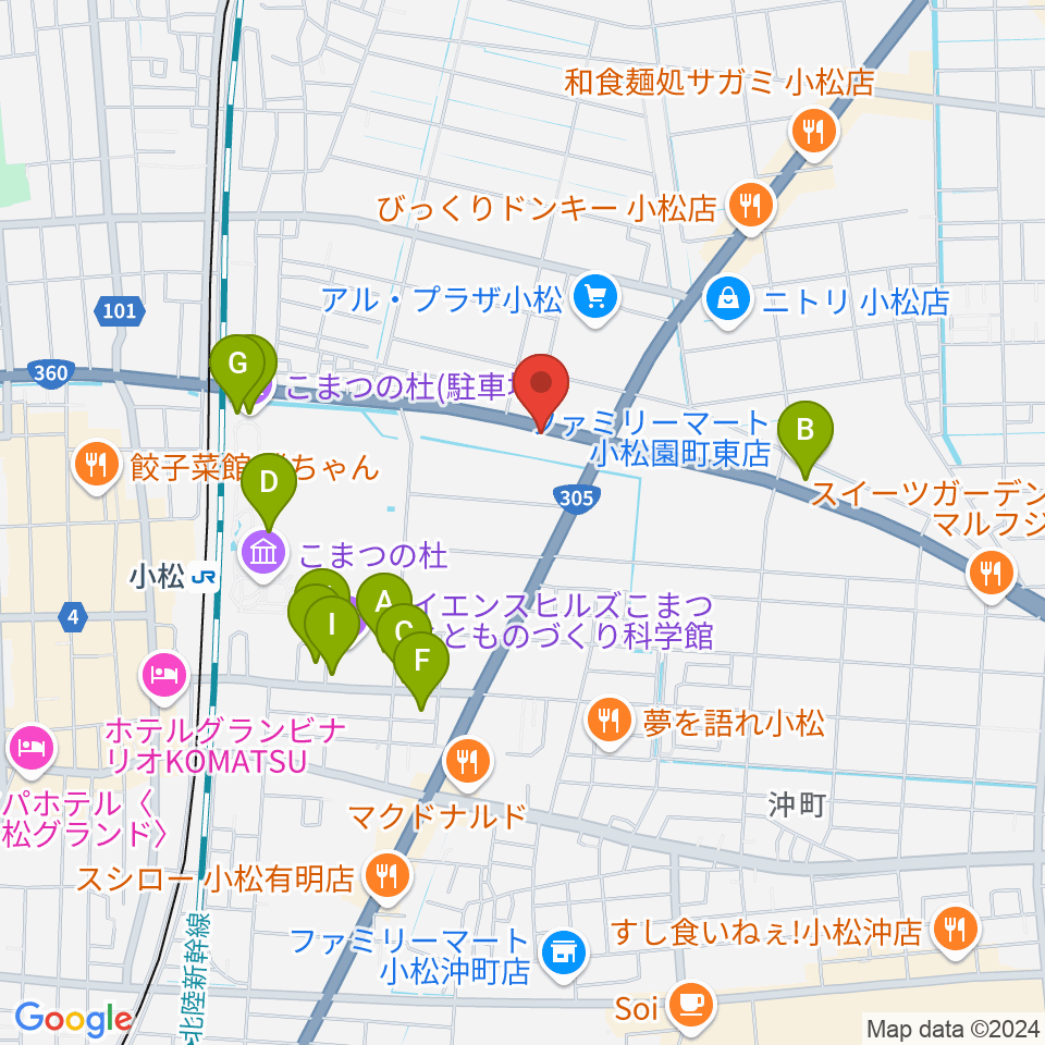 カワイ小松ショップ周辺の駐車場・コインパーキング一覧地図