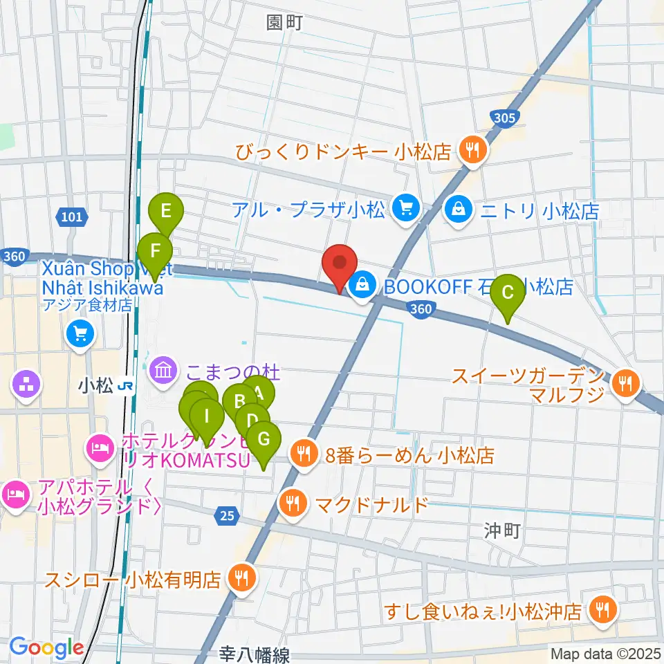 カワイ小松ショップ周辺の駐車場・コインパーキング一覧地図