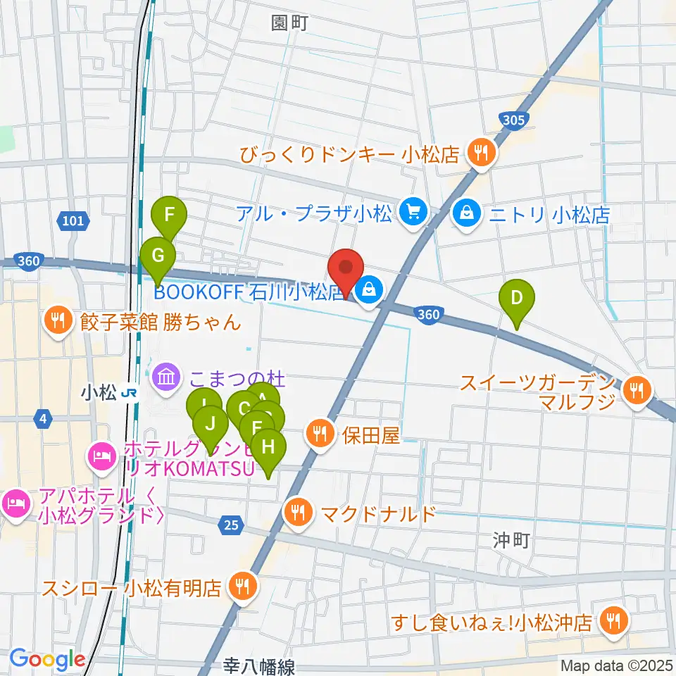 カワイ小松ショップ周辺の駐車場・コインパーキング一覧地図