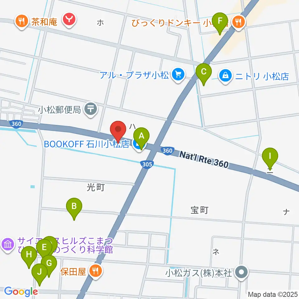 カワイ小松ショップ周辺の駐車場・コインパーキング一覧地図