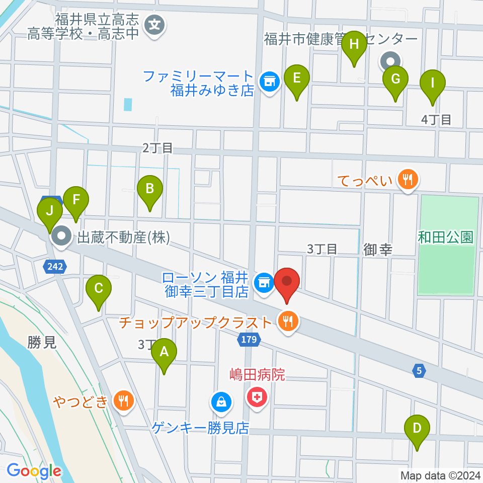 カワイ福井ショップ周辺の駐車場・コインパーキング一覧地図