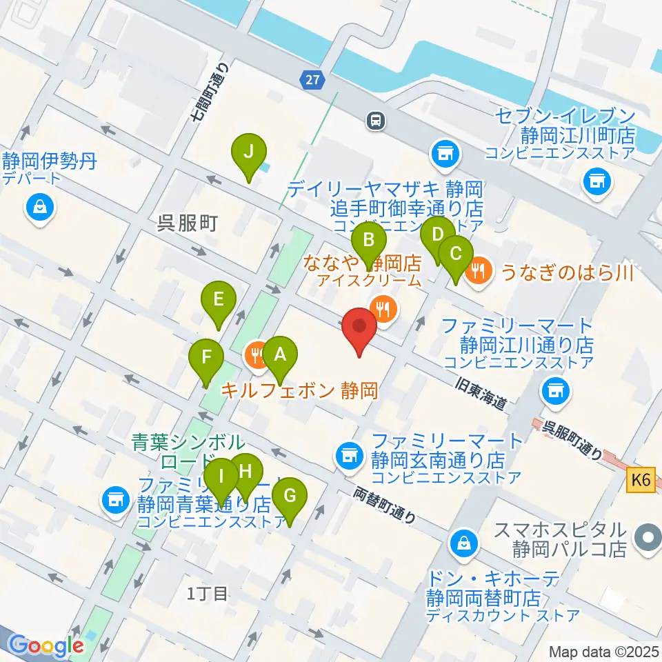 カワイ静岡ショップ周辺の駐車場・コインパーキング一覧地図