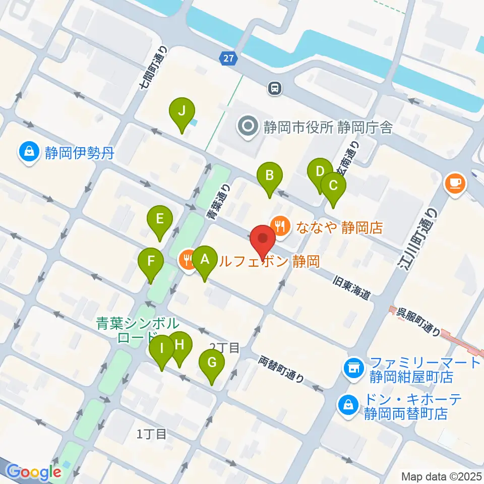 カワイ静岡ショップ周辺の駐車場・コインパーキング一覧地図
