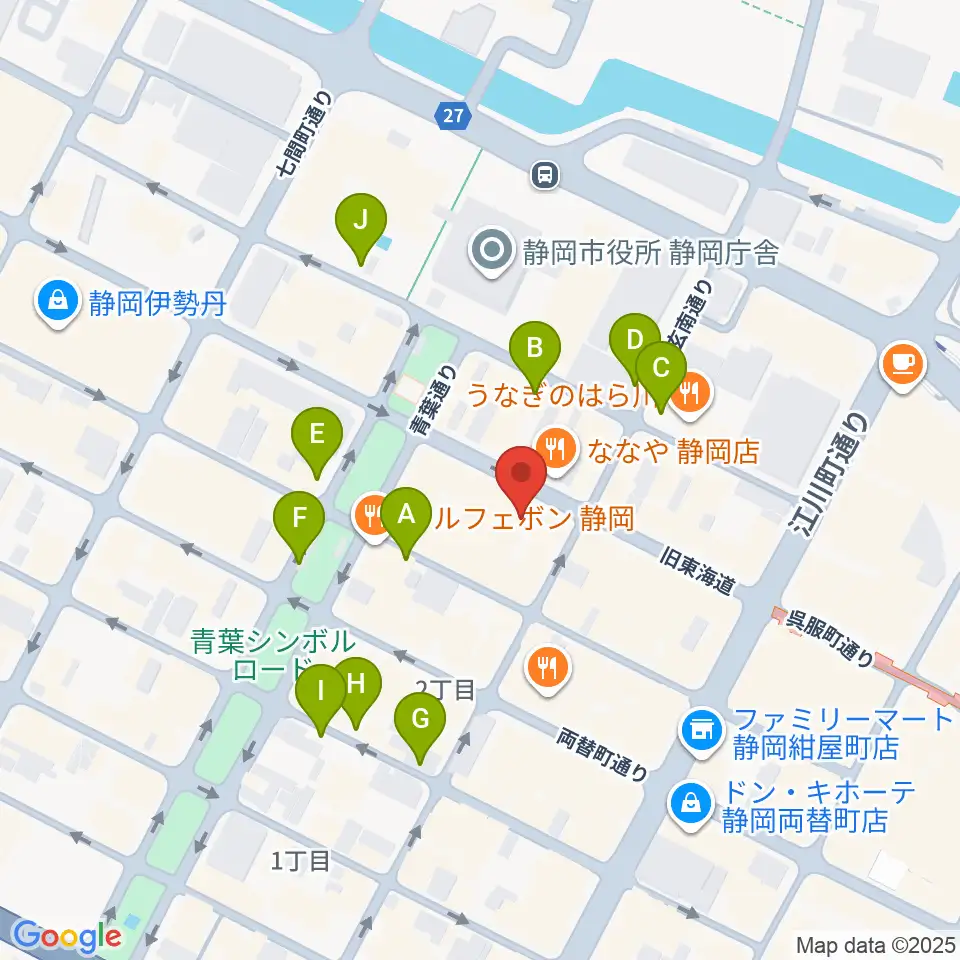 カワイ静岡ショップ周辺の駐車場・コインパーキング一覧地図